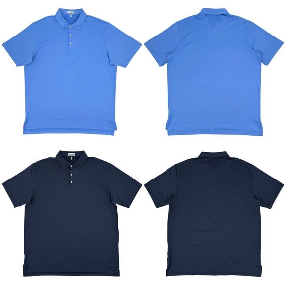Peter Millar Men's Solid Performance Jersey Golf Polo Bundle Navy/Maritime XL - Picture 2 of 15